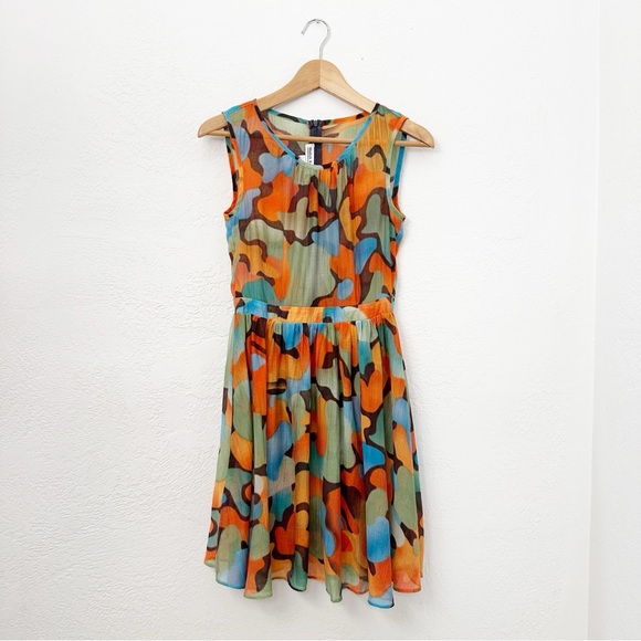 Vintage Dresses & Skirts - Vintage Modish Kitten Multicolor Dress Abstract Print